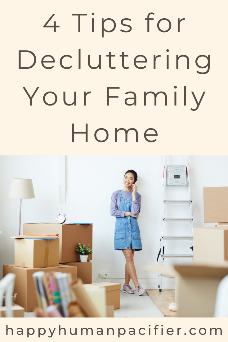 Four Tips for Decluttering Your Family Home | Declutter Home Pin
